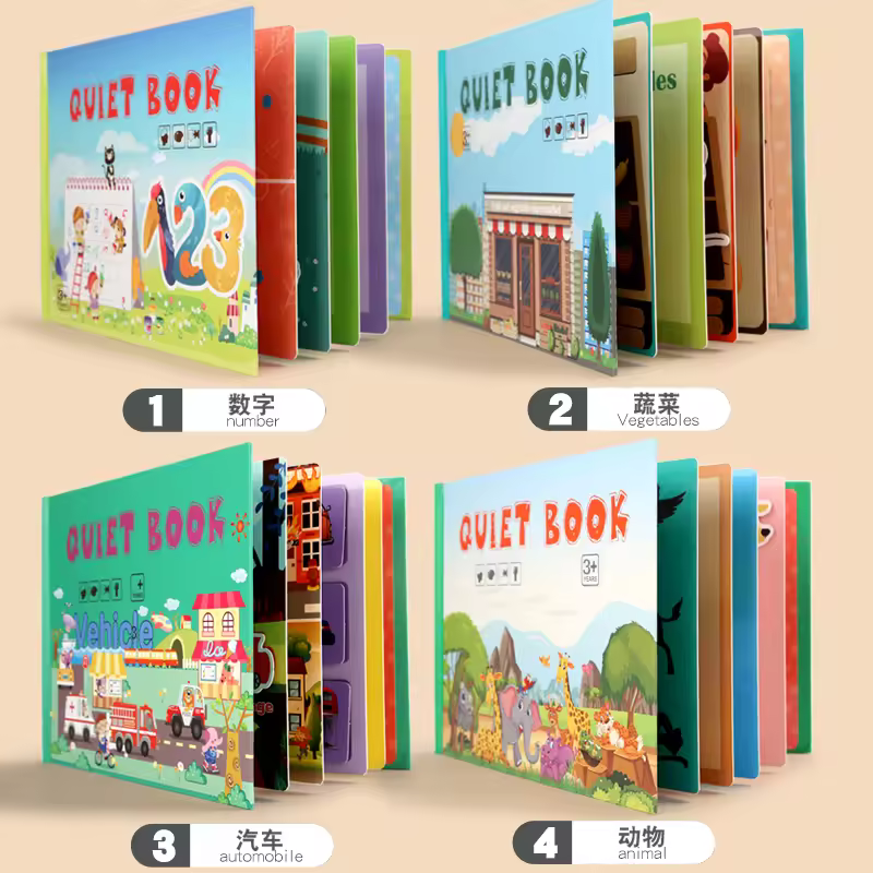 Montessori Busy Book Educational Toy Preschool Learning Develop Skills Interactive Quiet Book Puzzle Toys for Boys Girls