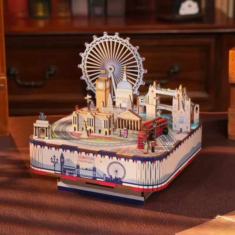 Tonecheer Bulk Wholesale London Landmark Mechanical DIY Music Box 3D Puzzle for Home Decoration Shop & British Travel Gift Store