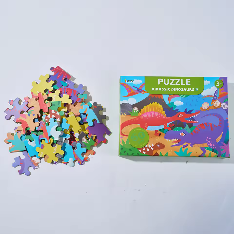 Cartoon Jurassic Dinosaur Themed Educational DIY Paper Jigsaw Puzzle 51~100 Pieces Colorful Prehistoric Animal Design for Ages