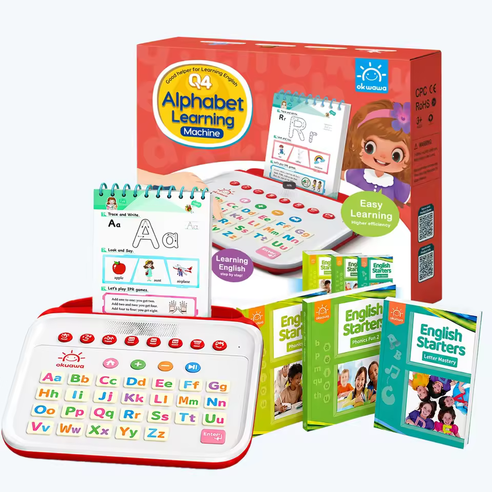 Alphabet Learning Machine Set With Writing Books and Flash Cards Better for Children Phonics
