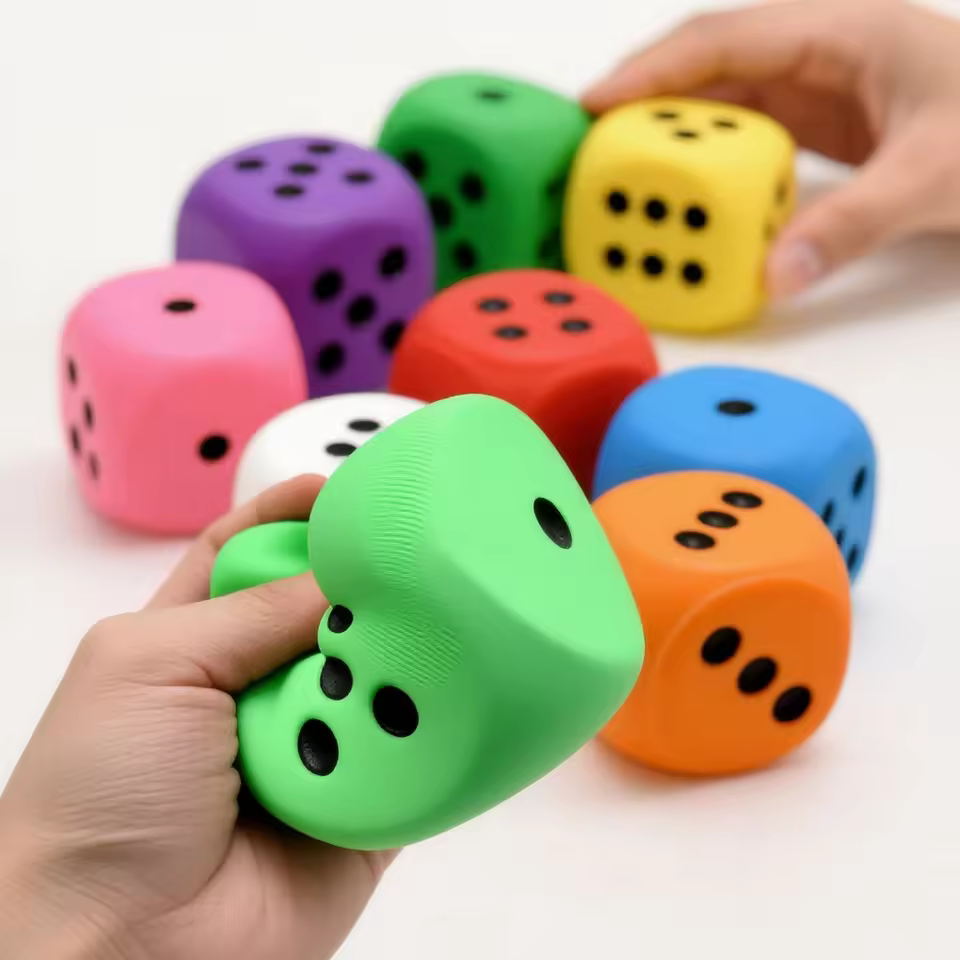 BSBH Manufacturer Custom Shape Funny Kids PU Toy Dice Shaped PU Stress Relief Ball Toy With Logo Children Squeeze Stress Toy
