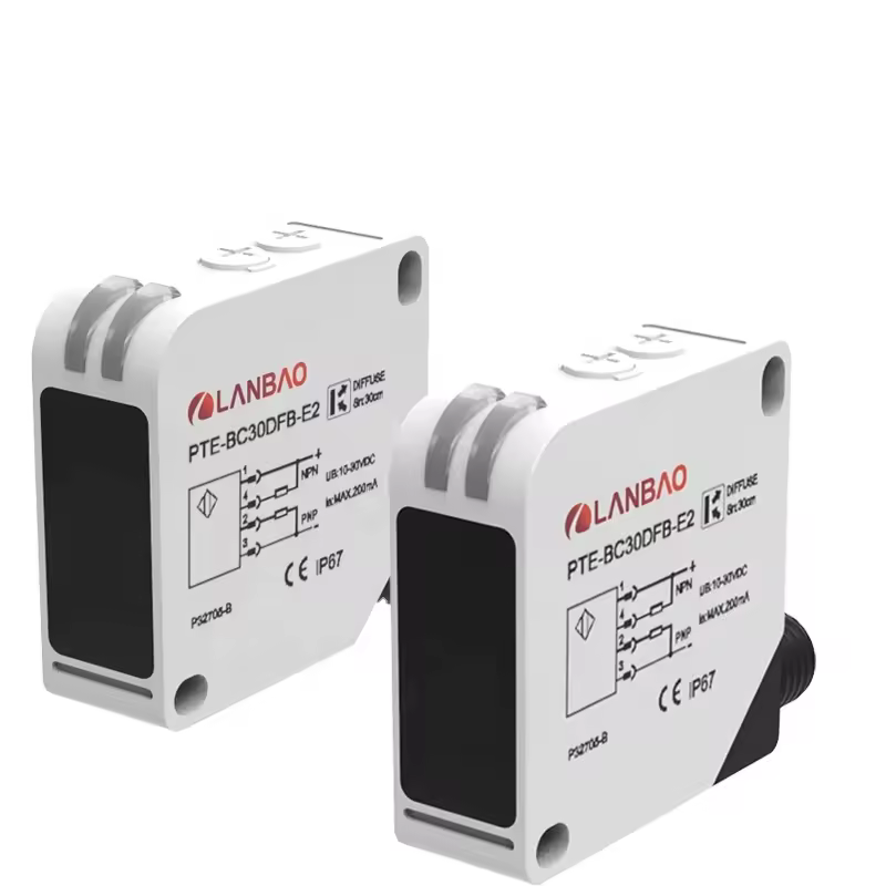 Lanbao 60m IP67 Through Beam Photoelectric Sensor 24VDC NO NC Relay Output with <10ms Response Time
