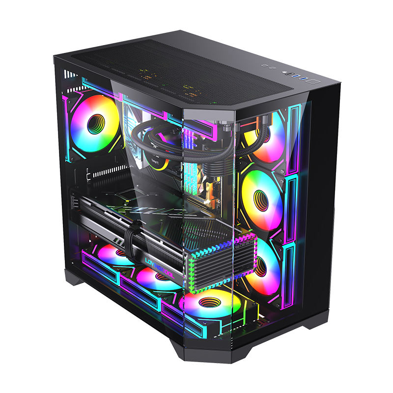LOVINGCOOL Oversized Screen Display PC Case Cube Glass Sea-view Room Computer EATX Tower Gaming Cabinet 360mm Liquid Cooler Fans