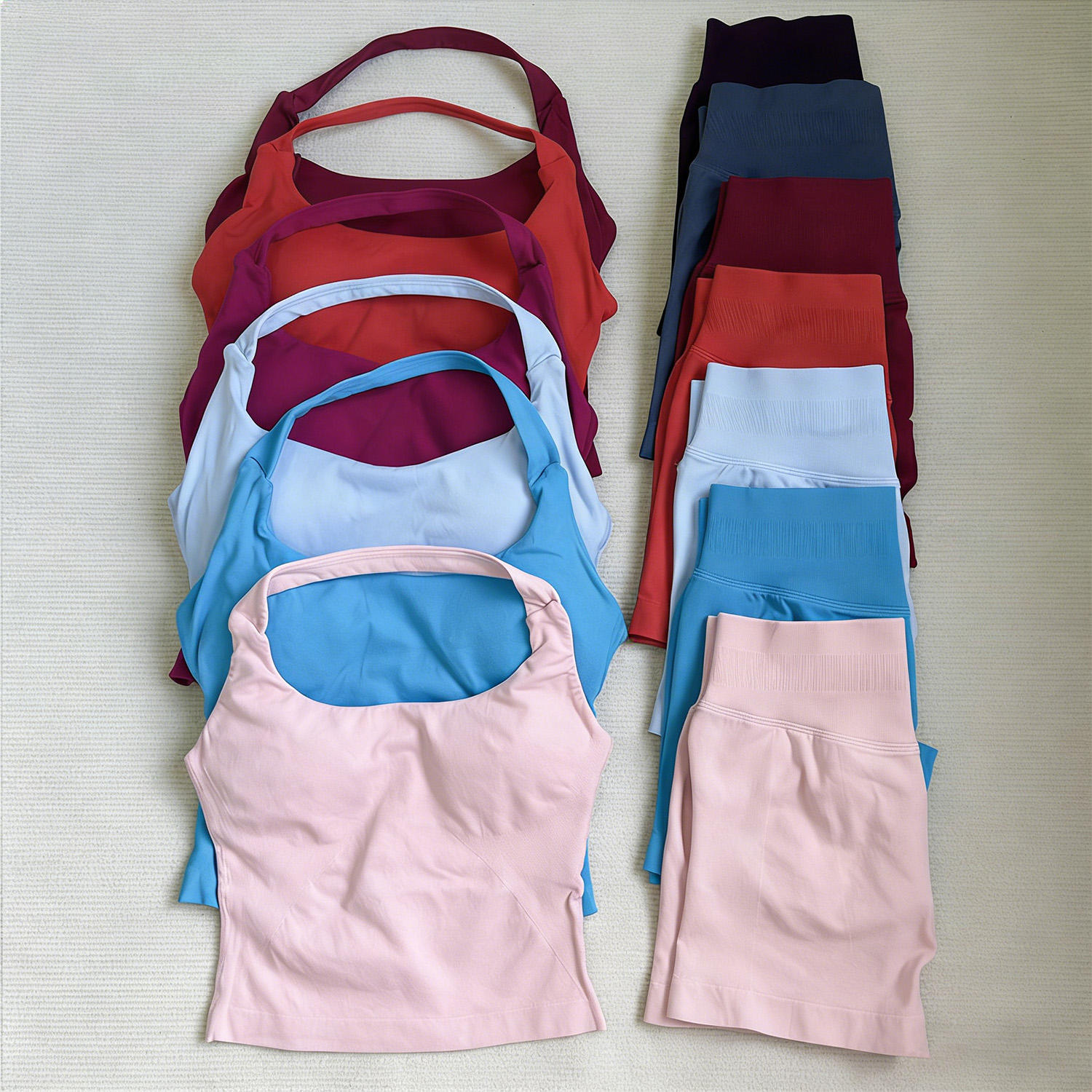 Women Halter Tank Top Backless Yoga Shorts 2 Piece Gym Set Sportswear