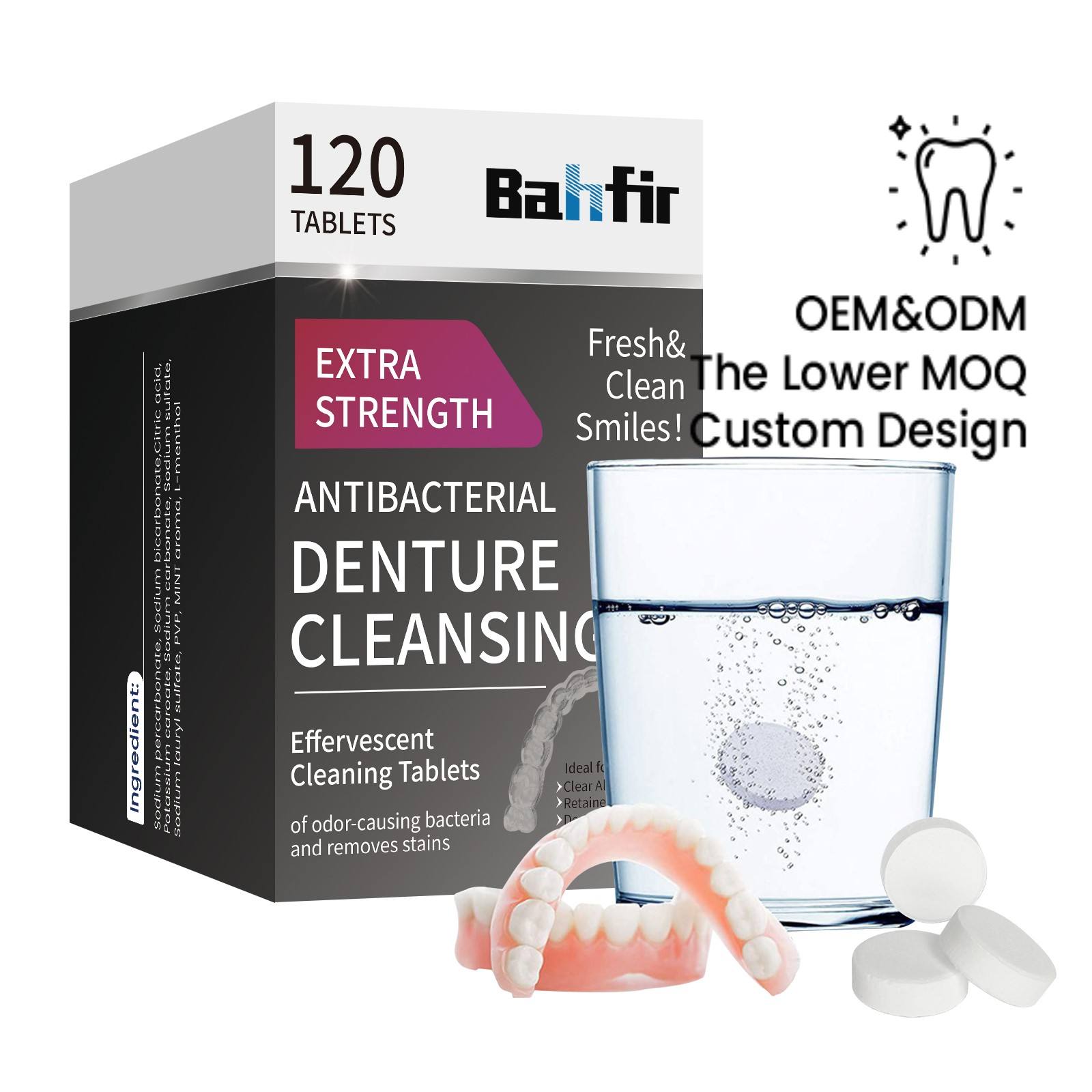 2026 Fresh Breath Stain-Free Retainer Cleaning Tablets for Aligners Dentures Cleanser Mouth Guard Daily Cleaning 120 Tablets - Bahfir Janix