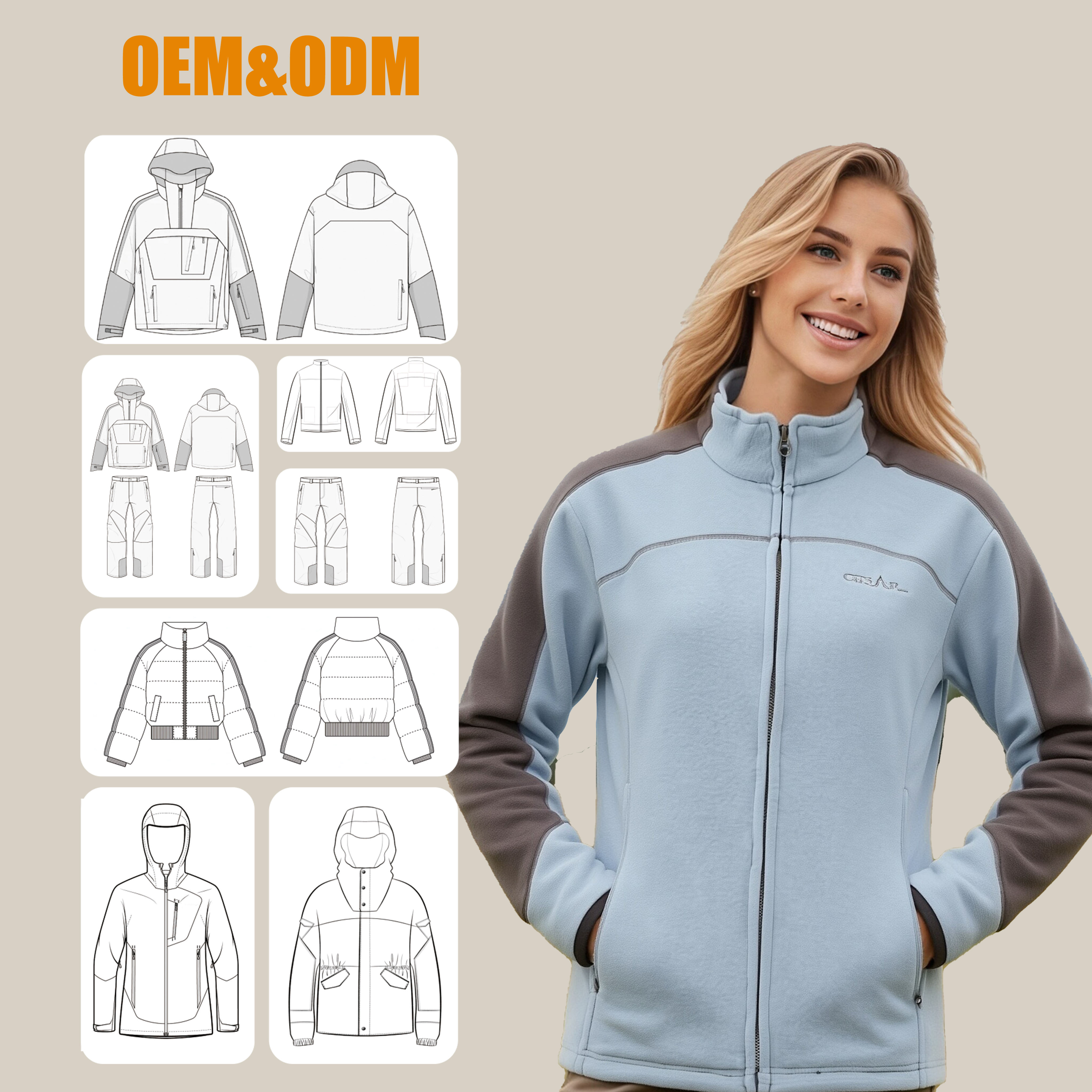 Women Windproof Fleece Jacket Zip-Up Outdoor Coat
