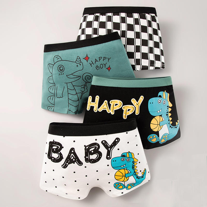 Boys' pure cotton cartoon boxer briefs children's breathable thin boxer briefs boys shorts