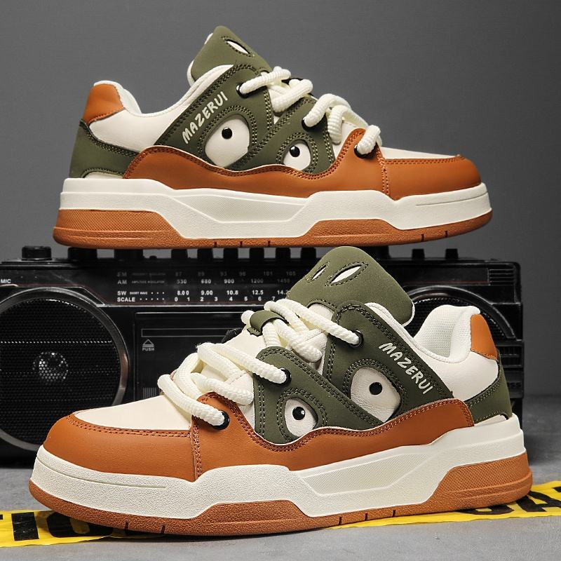 Young Students White Black Men Korean Casual Walking Trendy Shoes Custom LOGO Platform Skateboarding Shoes
