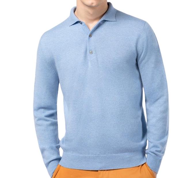 Men's 100% Pure Cashmere Polo Neck Knitted Sweater