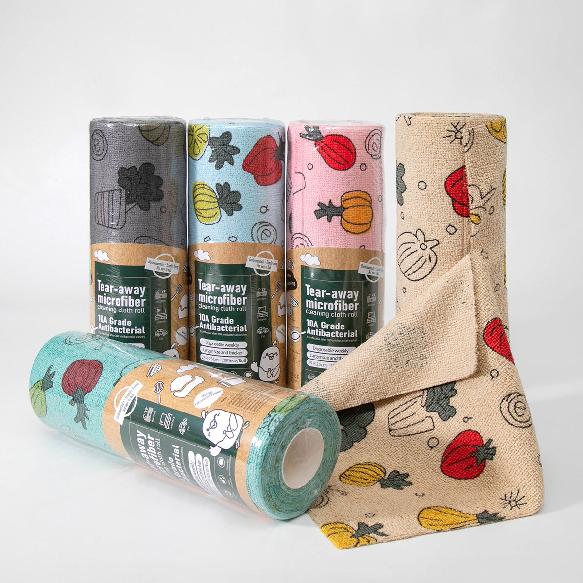 Packing Multi-Purpose Weekly Replaceable Pumpkin Seiries Tear-Off Microfiber Towel Roll Rag Absorbent Kitchen Cleaning Cloth