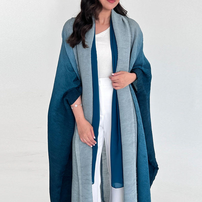 Miyake Pleated Gradient Women Robe Cardigan Jacket Abaya