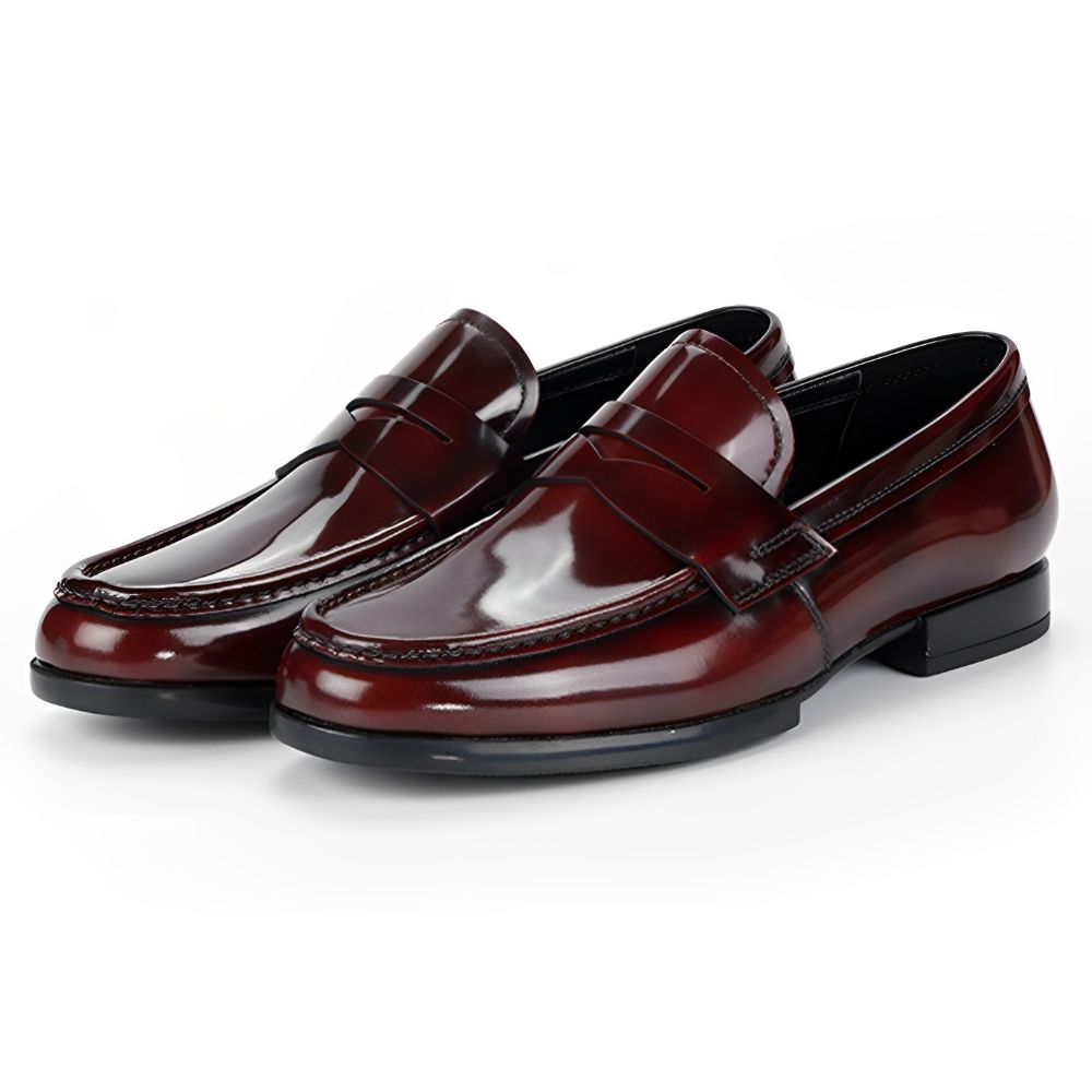 Top Layer Cowhide Business Men's Formal Leather Shoes Genuine Leather Wine Red Breathable Casual Loafer Shoes