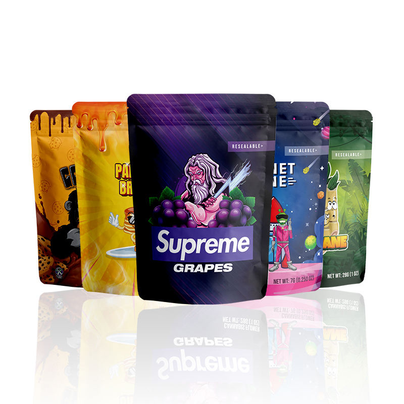 Custom Printing Your Own logo Food Edible Resealable Smell Proof Ziplock Stand up Pouch Packaging 3.5g 7g 1oz 1lb Mylar Bag