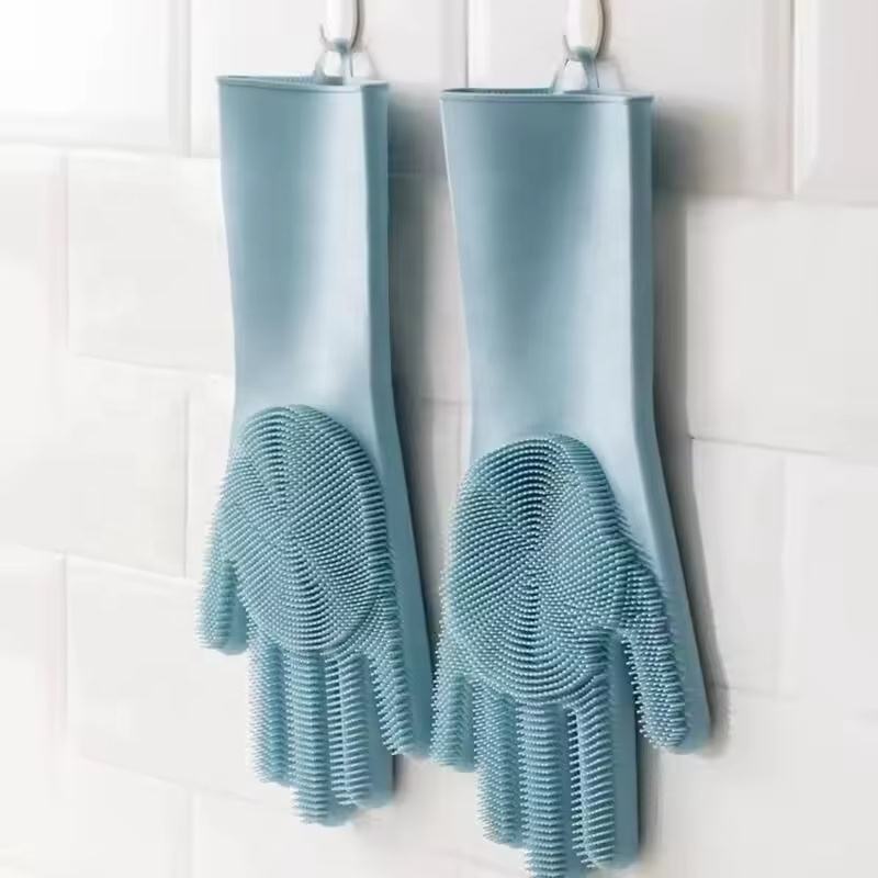 Silicone Cleaning Gloves Dual Use for Dishwashing Pet Massage Bath Tool Waterproof Anti Slip Reusable Durable Household Gloves