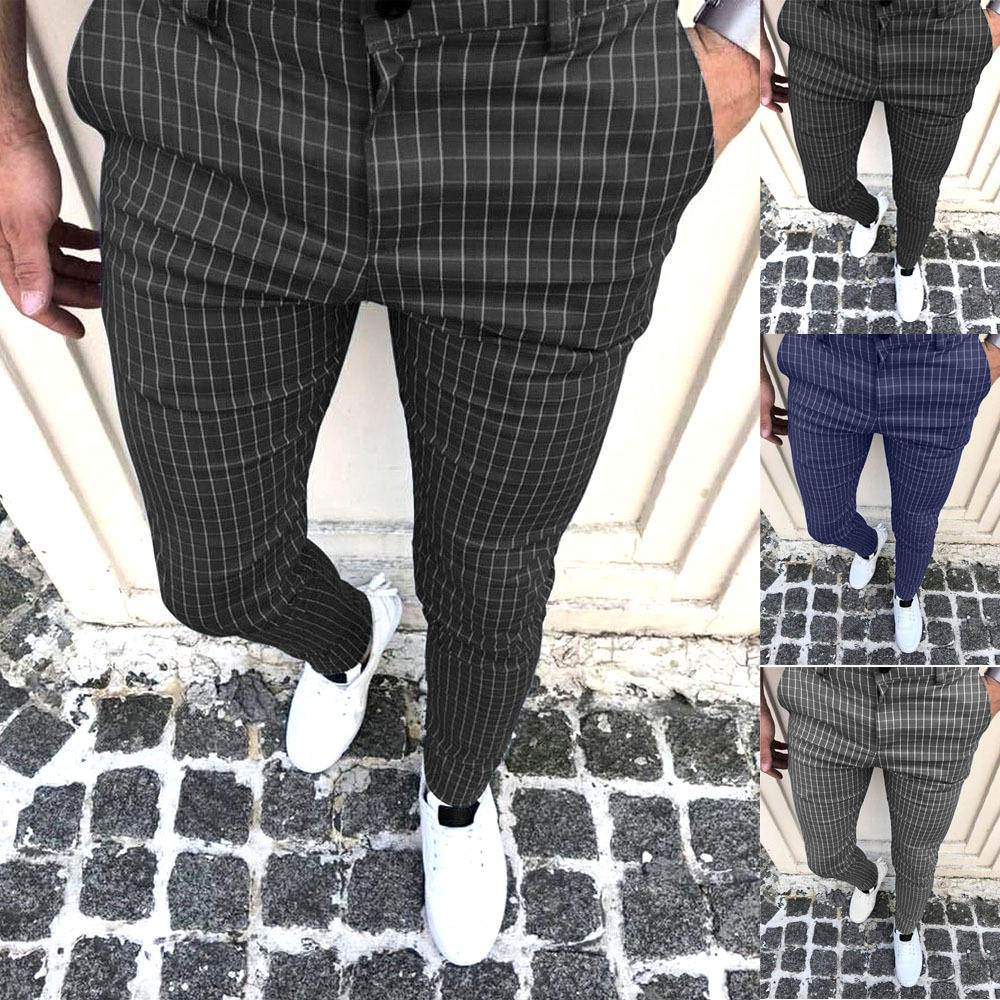Men's Plaid Slim Fit Casual Pants
