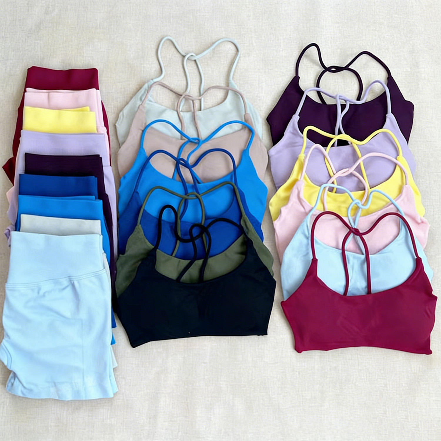 Women Seamless Yoga Sports Set Short Sleeve Top High Waist Shorts 2-Piece Quick Dry Breathable Gym Workout Outfit